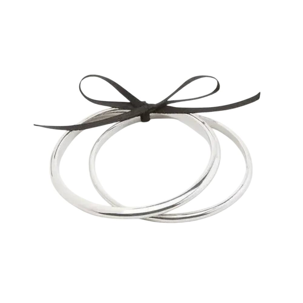 NWT LOFT Silvertone Finish 2 Bangle Bracelet Set